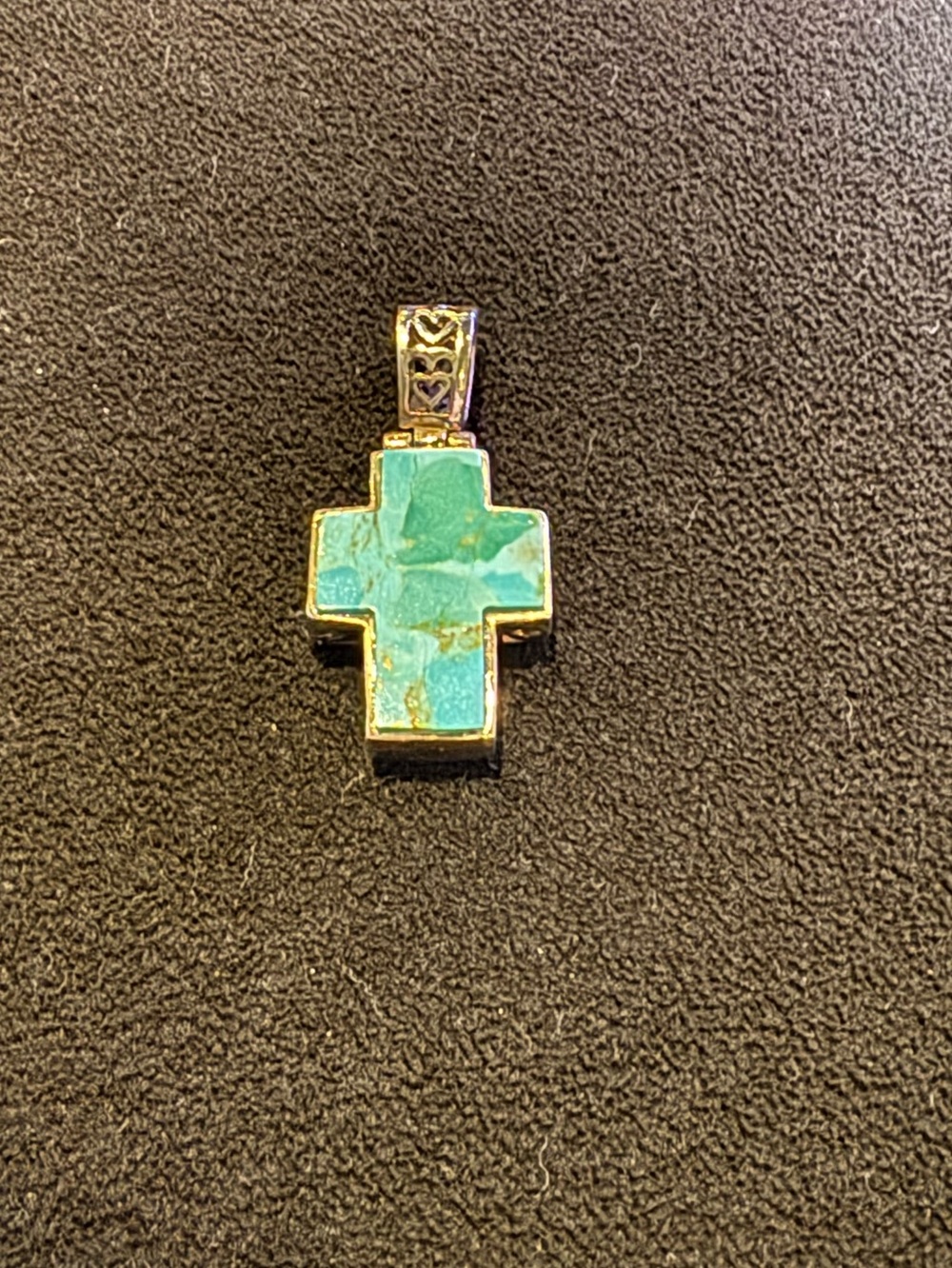 Reversible 925 Sterling Silver Turquoise Cross Pendant Southwestern Boho